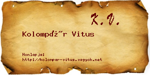 Kolompár Vitus névjegykártya